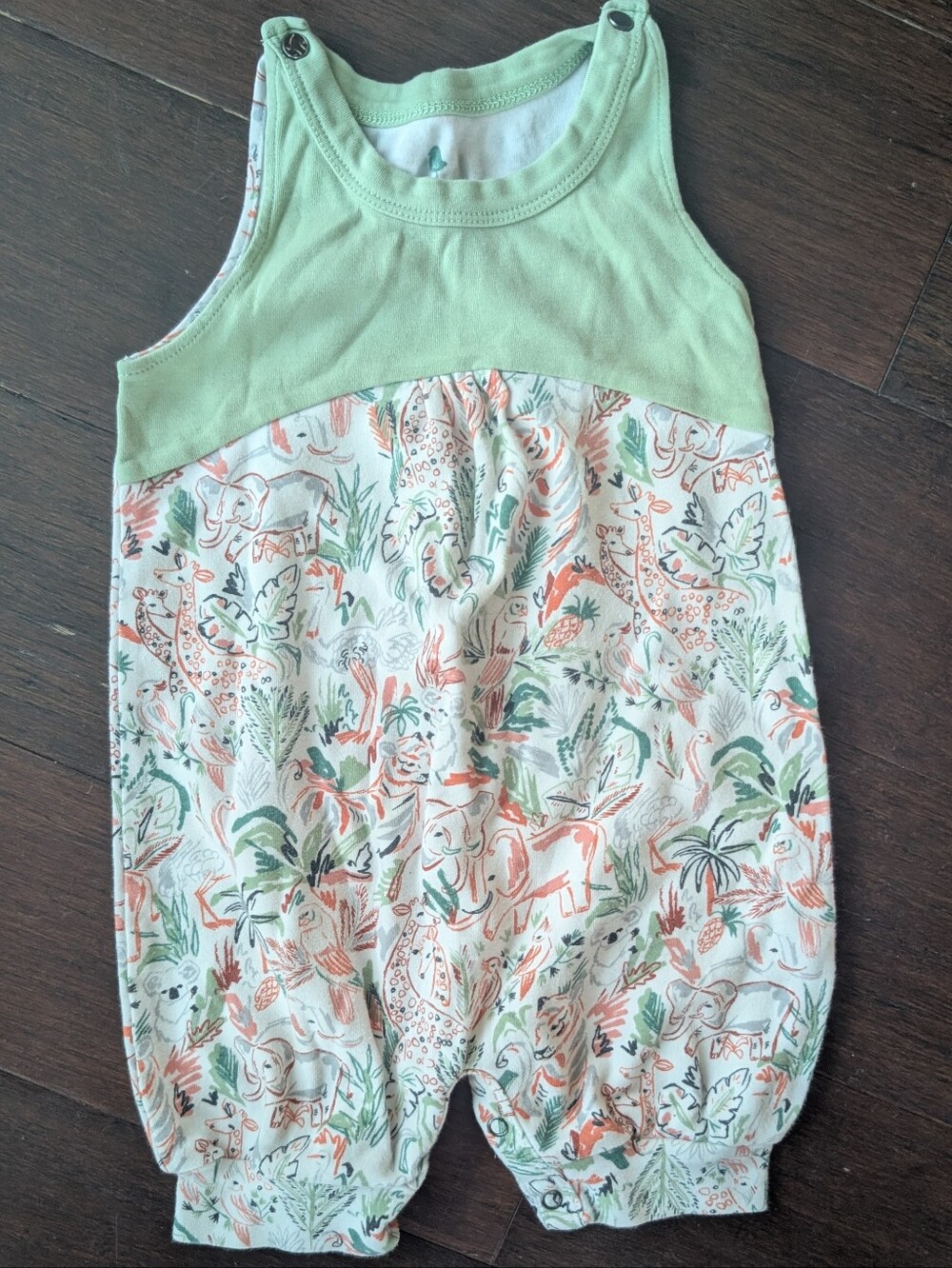 Finn + Emma Green & Cream Jungle Animal Romper